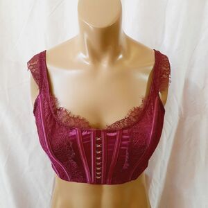 Victoria's Secret Dream Angels NWT Unlined Lace Corset Top Large Wine Color